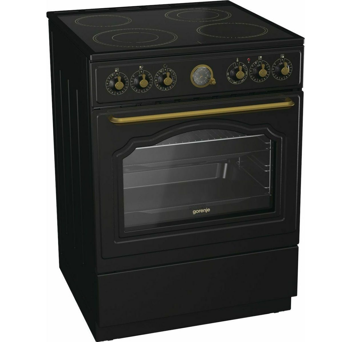 Ελεύθερη ηλεκτρική κουζίνα Vintage, 71lt, 60cm, Gorenje Classico, Μαύρο